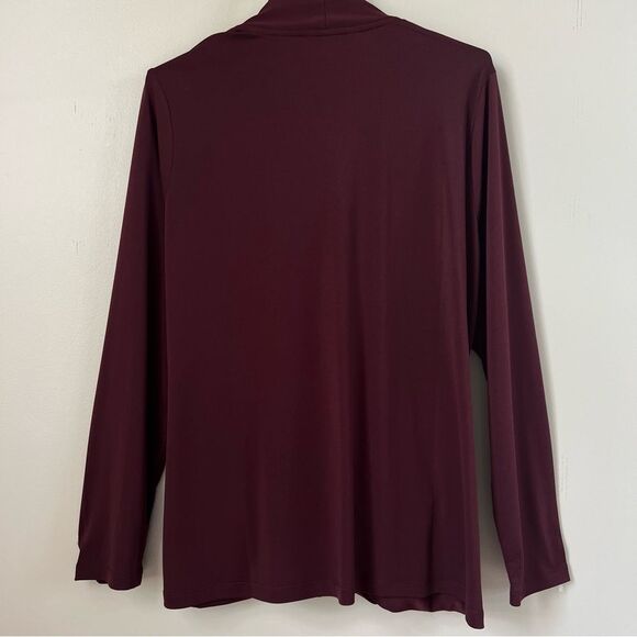 Nine West Asymmetrical Wrap Plunge V Neck Long Sleeve Burgundy Blouse SZ 1X - Picture 5 of 10